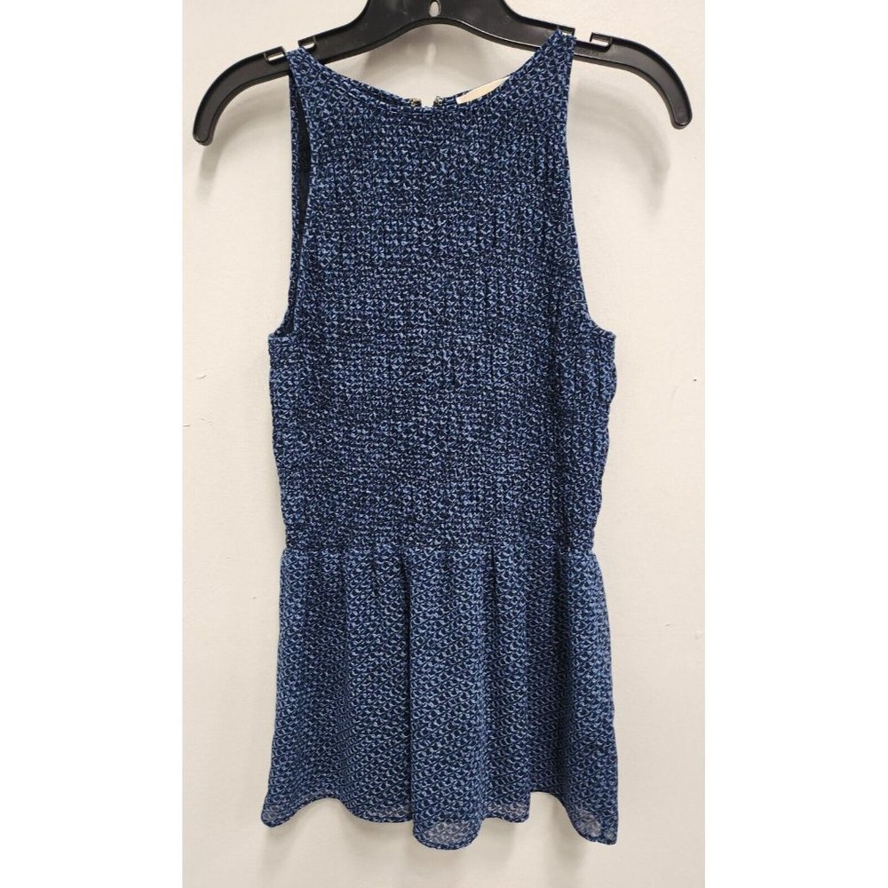 Michael Michael Kors Womens Tank Top Size XS Blue Smocked BOHO Sleeveless Casual